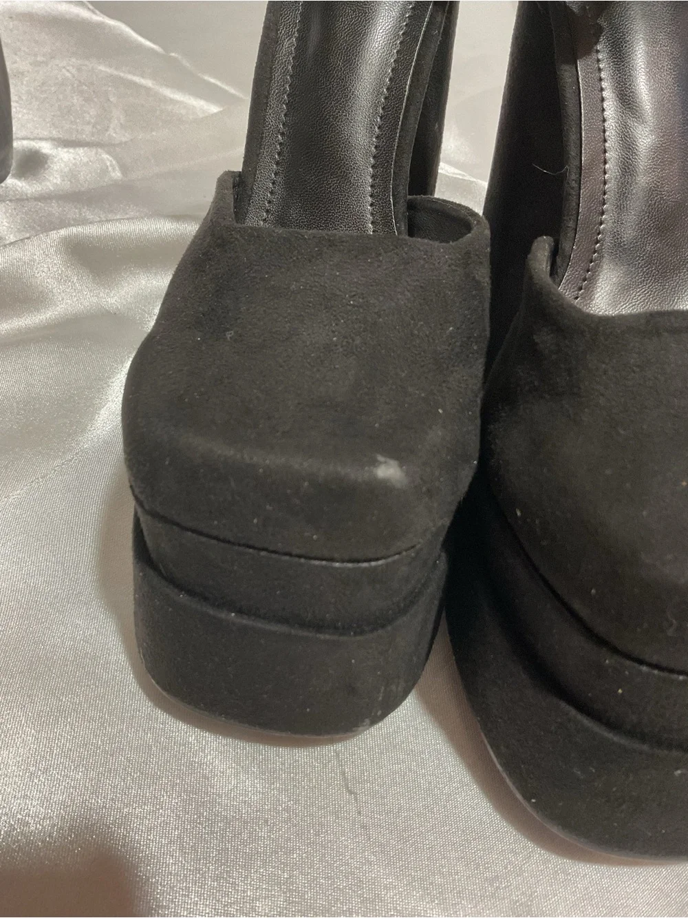 Black Platform Ankle-Strap Women's Heels